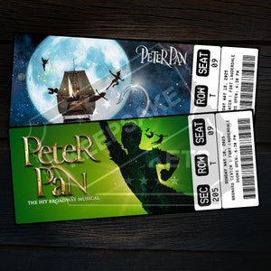 Druckbare Peter Pan Musiktheater Karte | Personalisiertes Geschenk offenbaren | Bearbeitbar West End / Broadway Souvenir Andenken | Sofort Download