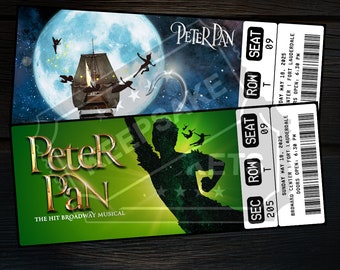 Printable Peter Pan Musical Theatre Ticket | Personalized Gift Reveal | Editable West End / Broadway Souvenir Keepsake | Instant Download