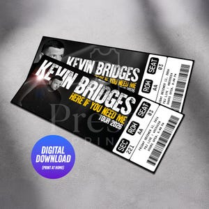 Entrada imprimible de Kevin Bridges para la gira If You Need Me 2026 / Regalo personalizado para espectáculo de comedia en vivo / Recuerdo personalizado / Descarga