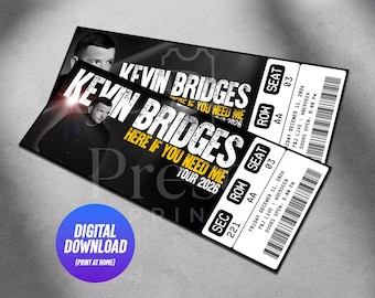Printable Kevin Bridges Ticket Here If You Need Me Tour 2026 | Personalized Live Comedy Show Gift Reveal | Custom Keepsake | Download