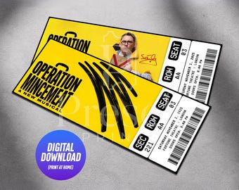 Printable Operation Mincemeat Musical Theatre Ticket | Personalized Gift Reveal | Editable West End / Broadway Souvenir Keepsake | Download