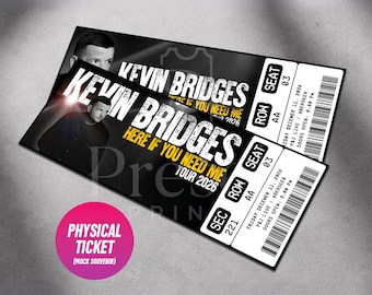 Custom Kevin Bridges Ticket Here If You Need Me Tour | Personalized Live Stand Up Comedy Gift Reveal | Souvenir Keepsake | Physical Ticket