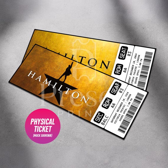 Custom Hamilton Musical Theatre Ticket | Personalized Gift Reveal | Editable West End / Broadway Souvenir Keepsake | Physical Ticket