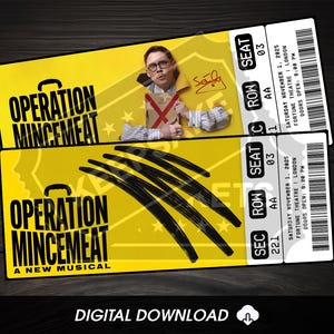 Printable Operation Mincemeat Musical Theatre Ticket | Personalized Gift Reveal | Editable West End / Broadway Souvenir Keepsake | Download