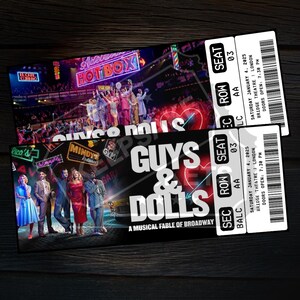 May include: Two tickets for the musical Guys & Dolls, a musical fable of Broadway, at the Bridge Theatre in London. The tickets are for Saturday, January 4, 2025, with doors opening at 7:30 PM.