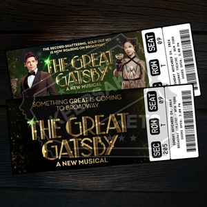 Druckbare The Great Gatsby Musical Theater-Karte | Personalisiertes Geschenk offenbaren | Bearbeitbar West End Souvenir Andenken | Sofort Download