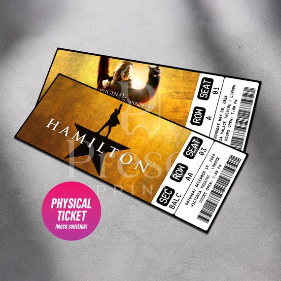 Custom Hamilton Musical Theatre Ticket | Personalized Gift Reveal | Editable West End / Broadway Souvenir Keepsake | Physical Ticket
