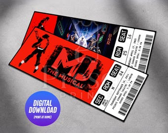 Druckbare MJ The Musical Theater-Karte | Personalisiertes Geschenk offenbaren | Bearbeitbar West End / Broadway Souvenir Andenken | Sofort Download