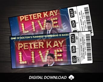 Printable Peter Kay Ticket UK Tour 2024 2025 | Personalized Live Comedy Show Gift Reveal | Custom Keepsake | Instant Download
