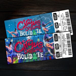 Printable Cirque Dreams Holidaze Ticket Live Musical Circus | Personalized Gift Reveal | Editable Souvenir Keepsake | Instant Download