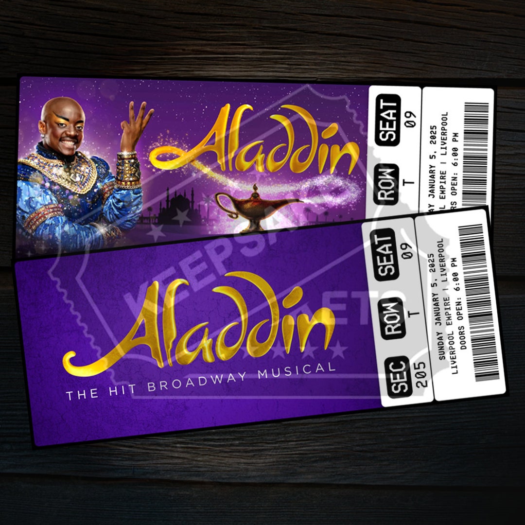 Printable Aladdin the Musical Theatre Ticket Personalized Gift Reveal ...