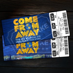 Druckbare Come From Away Musiktheaterkarte | Personalisiertes Geschenk offenbaren | Bearbeitbar West End Broadway Souvenir Andenken | Sofort Download
