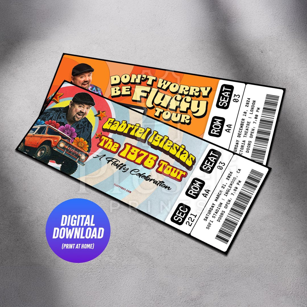 Printable Gabriel Iglesias Ticket the 1976 Tour / Fluffy Tour