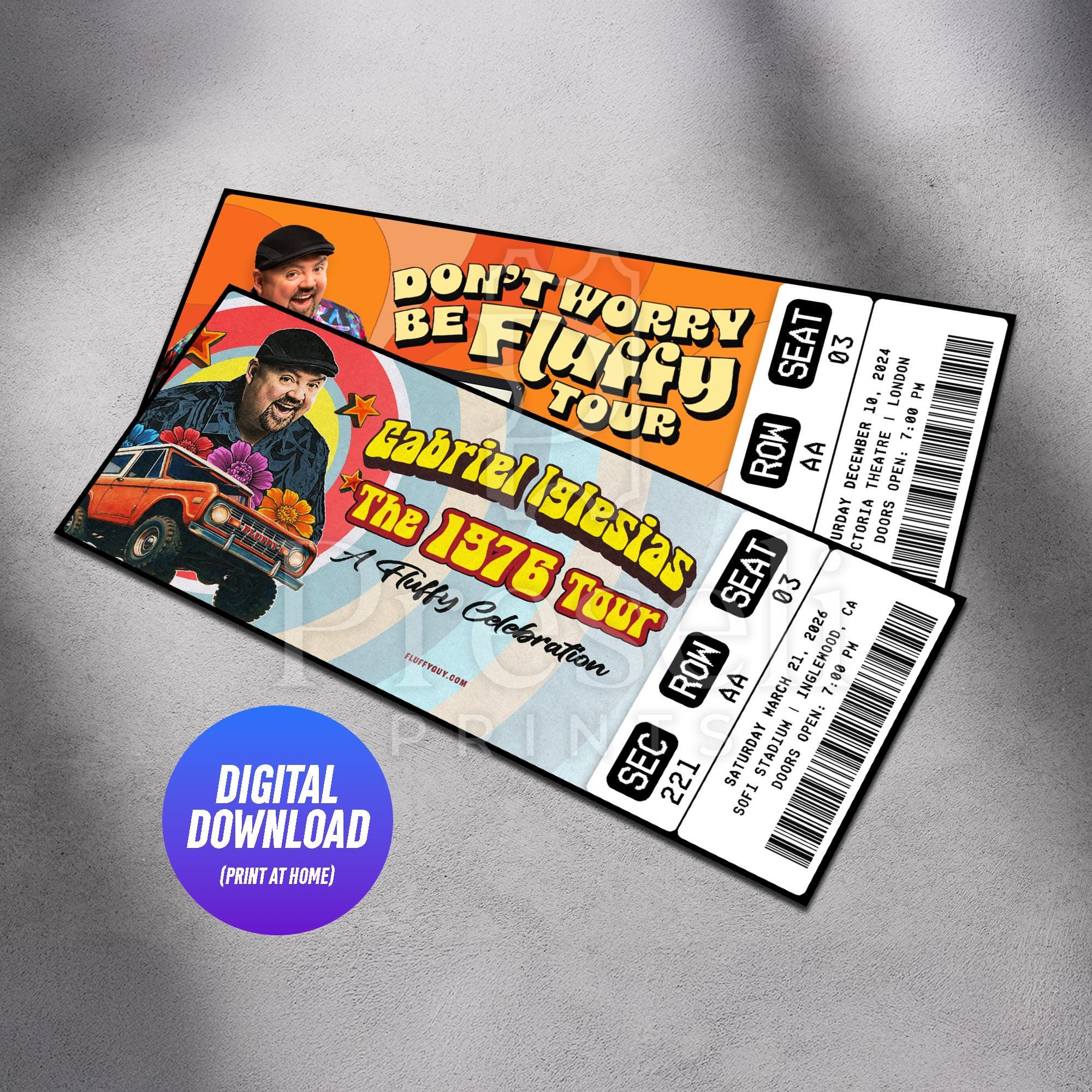 87'コンサートパンフレット Printable Gabriel Iglesias Ticket the 1976 Tour / Fluffy Tour