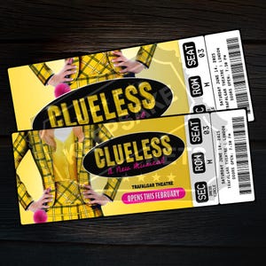 Druckbare Clueless Musical Theater-Karte | Personalisiertes Geschenk offenbaren | Bearbeitbar West End / Broadway Souvenir Andenken | Sofort Download