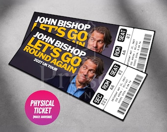 Custom John Bishop Let's Go Round Again Tour 2027 | Personalized Live Stand Up Comedy Show Gift Reveal | Souvenir Keepsake | Physical Ticket
