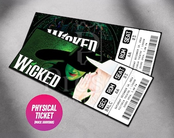 Custom Wicked Musical Theatre Ticket | Personalized Gift Reveal | Editable West End / Broadway Souvenir Keepsake | Physical Ticket