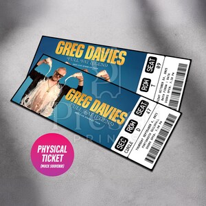 Custom Greg Davies Ticket Full Fat Legend Tour | Personalized Live Stand Up Comedy Show Gift Reveal | Souvenir Keepsake | Physical Ticket