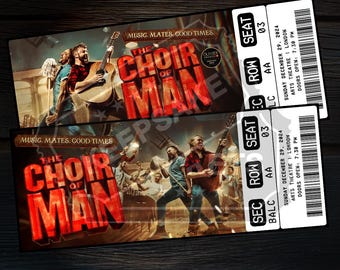 Entrada para el teatro musical The Choir Of Man para imprimir / Regalo personalizado / Recuerdo editable del West End / Descarga instantánea
