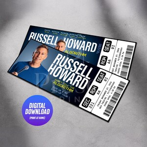 Printable Russell Howard Ticket Don't Tell The Algorithm Tour 2026 | Personalized Live Comedy Show Gift Reveal | Custom Keepsake | Download