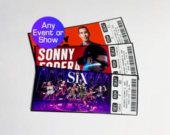Custom Personalised Event Ticket | Musical Theatre | Live Comedy | Concert Show | Surprise Gift Reveal | Souvenir Keepsake | Memorabilia