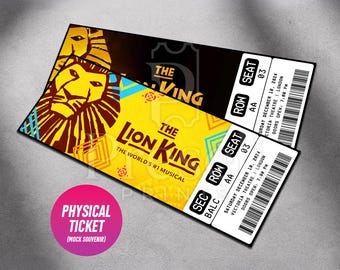 Custom The Lion King Musical Theatre Ticket | Personalized Gift Reveal | Editable West End / Broadway Souvenir Keepsake | Physical Ticket