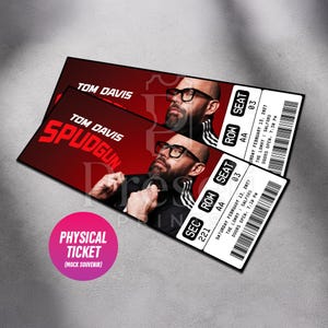 Custom Tom Davis Ticket Spudgun UK Tour 2026 | Personalized Live Stand Up Comedy Show Gift Reveal | Souvenir Keepsake | Physical Ticket