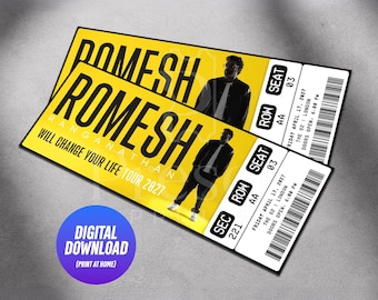 Printable Romesh Ranganathan Ticket Will Change Your Life Tour 2027 | Personalized Live Comedy Show Gift Reveal | Custom Keepsake | Download