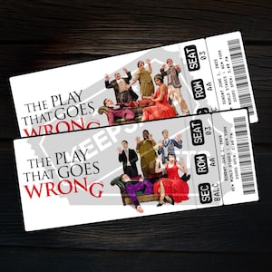 Druckbare Das Stück, das schief geht Musiktheater-Karte | Personalisiertes Geschenk offenbaren | Bearbeitbar West End Broadway Souvenir Andenken Download