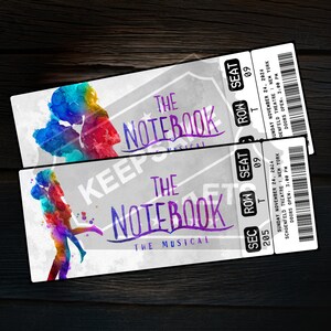 Boleto de teatro musical The Notebook para imprimir / Regalo personalizado / Recuerdo editable del West End / Broadway / Descarga instantánea