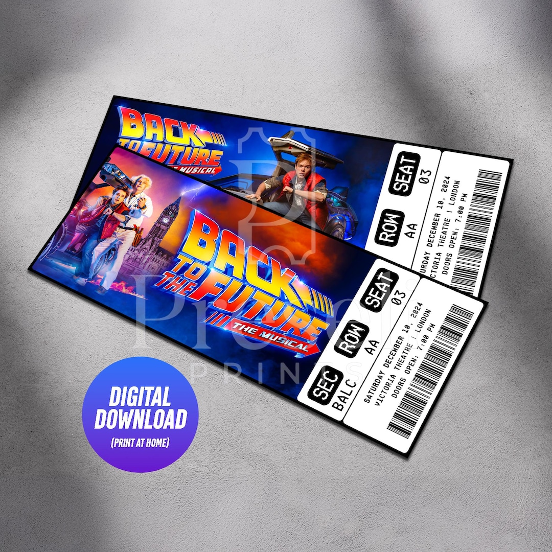 Printable Back to the Future the Musical Theatre Ticket | Personalized ...