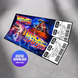 Entrada imprimible para el musical Regreso al Futuro / Regalo personalizado / Recuerdo editable del West End de Broadway / Descargar