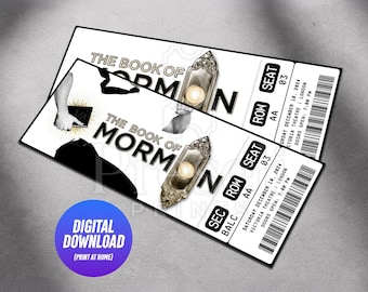Printable The Book Of Mormon Musical Theatre Ticket | Personalized Gift Reveal | Editable West End Broadway Souvenir Keepsake | Download