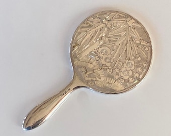 Japanese Sterling Silver (950) Chased Hand Mirror