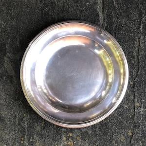 1809-19 Jean-Charles Cahier French Antique Sterling Silver Serving Plate with Egg and Dart Pattern and Monogram - Paris (716 grams)