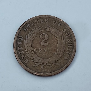 1864 US Copper Two Cent Coin