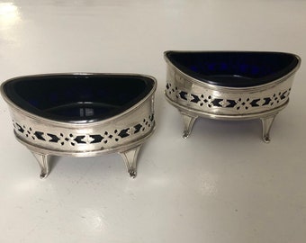 1895 Thomas Bradbury & Sons London Sterling Silver Salt Cellars Victorian