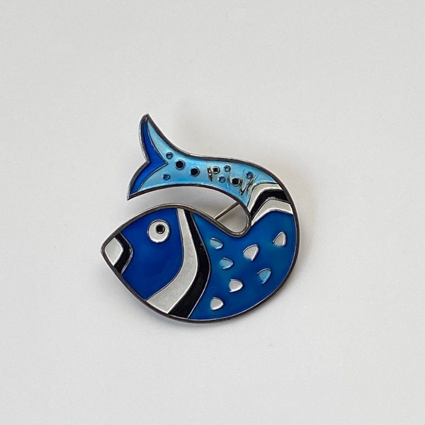 David Andersen Sterling Silver Norway Enamel Fish Brooch Oslo, Norway