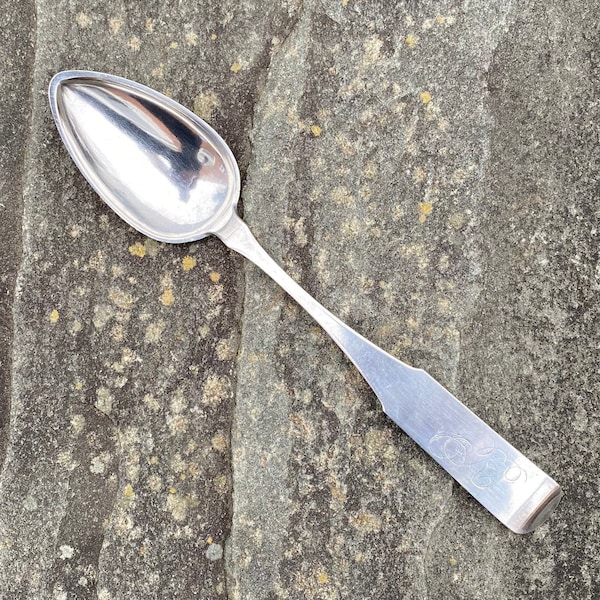 1830-40 American Coin Silver Serving Spoon Newark, Ohio by Hezekiah S. Sprague