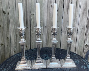 1896 Set of Four (4) Sterling Silver Candlesticks by London Maker Gulienetti & Co (Joseph Gulienetti) - English