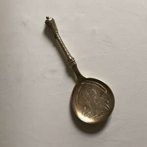 1890 Danish Baptismal Gilt Sterling Silver Spoon by Bernhard Hertz
