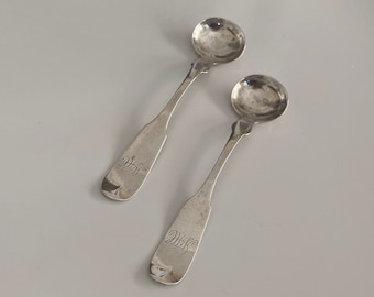 1850-60 Salt Spoon Pair by Canfield Bro & Co. of Baltimore
