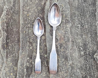 1809-10 Fletcher & Gardiner of Boston Silver Coin Silver Spoon and  Tablespoon - American Federal Silver (120+ grams)