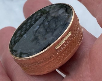 c. 1890 Gilt Metal and Moss Agate Box