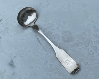 1834-39 Isaac Maltby Fairchild of Waterloo, NY Fiddleback Coin Silver Sauce Ladle (Monogram CEP)