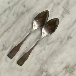 1800 William Haverstick Coin Silver Teaspoon Pair Lancaster Birdback (monogram &#39;T*S&#39;)