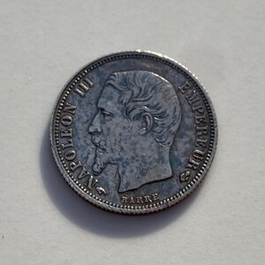 1860A VF Frankreich Silber 50 Cent Silbermünze K794.1
