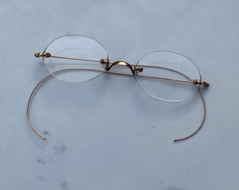 c. 1870 American 10K Solid Gold Rimless Spectacles