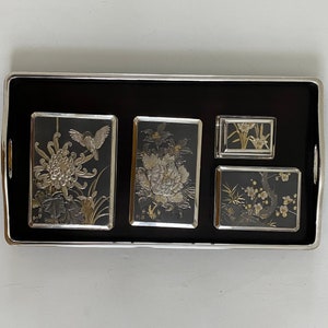 Japanese Chokin and 950 Silver Smoking Set in Original Box image 1