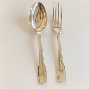 Sterling Silver Art Deco French Fork and Spoon by Emile Puiforcat (96 grams)